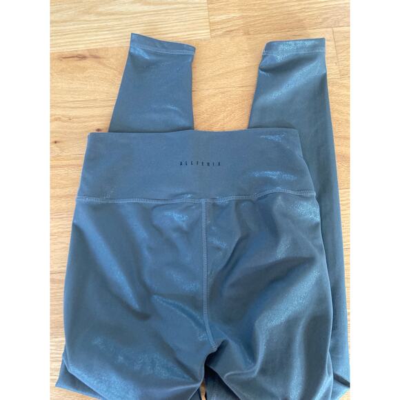 EUC Allfenix Anthropologie Liquid Olive Green Leggings M Shine Sparkle Glitter - Picture 10 of 11